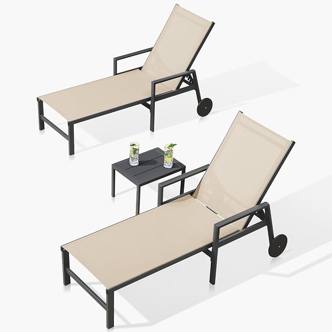PURPLE LEAF 2 Pieces Outdoor Chaise Lounge Aluminum Patio Lounge Chair - Image 9