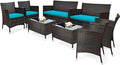 COSTWAY 8PCS Rattan Patio Furniture Set, Outdoor Wicker Rattan Chairs by COSTWAY