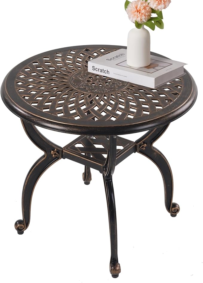 Cast Aluminum Outdoor Side Table, Small Patio Table, Outdoor Coffee Tables by Unknown