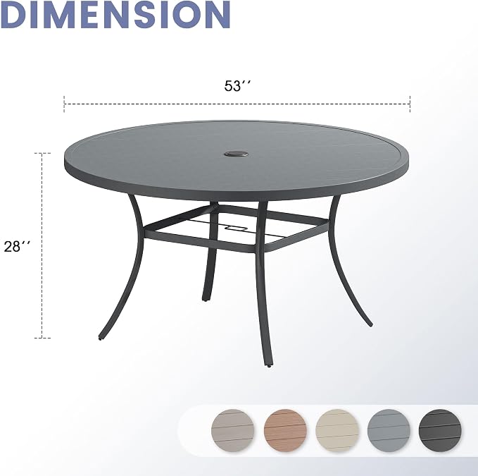 VICLLAX 53" Round Patio Table, Outdoor Dining Table - Image 3