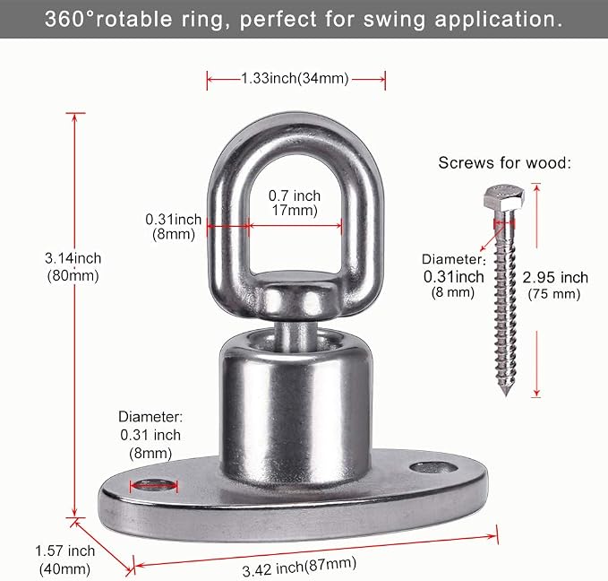 SELEWARE Silent Ball Bearing Swing Hangers, Heavy Duty 360° Rotate Swing Swivel - Image 7