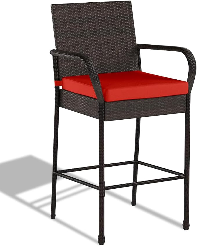 Sundale Outdoor Wicker Bar Stool Set of 6, Patio Counter Height Pub Chair - Image 9