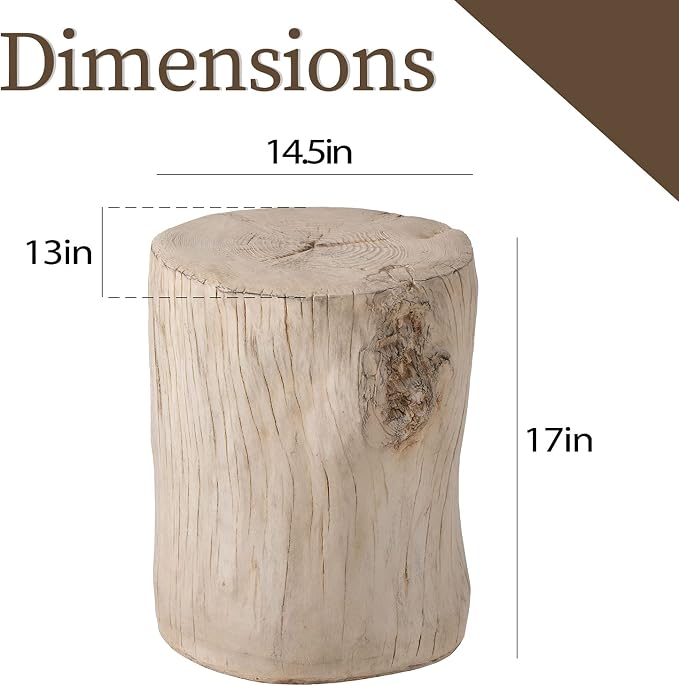 COSIEST 2 Pieses Outdoor Side Table, Hand-Painted Wood Stump Side Table Set of 2 - Image 3