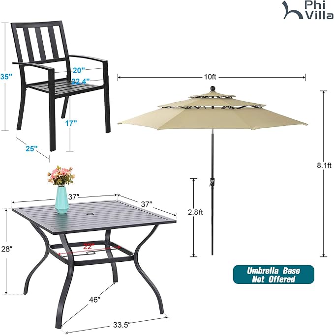 PHI VILLA 5 Piece Outdoor Dining Set - Image 8