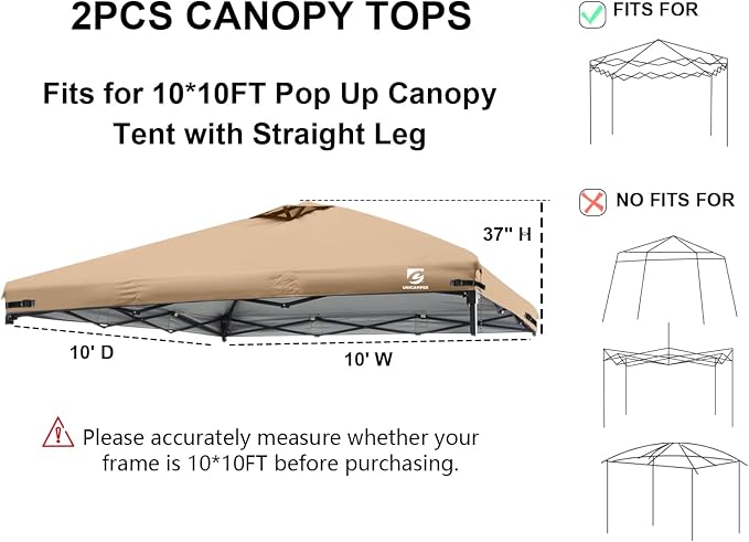 2PCS 10x10 Pop Up Canopy Replacement Top Cover - Image 2