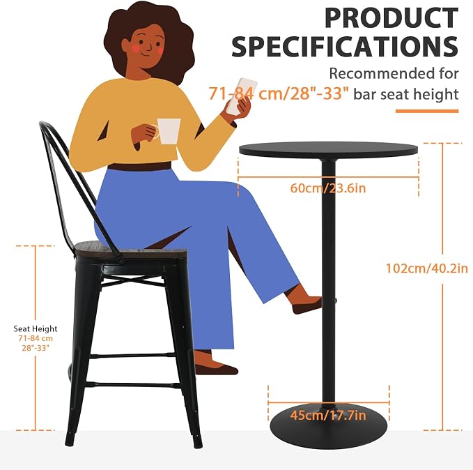 40 Inch Height Bar Table, Small Round Dining High Top Table - Image 3