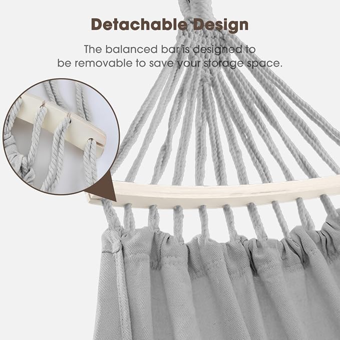 MOSFiATA Backyard Hammock with Tassels Max 500lbs Canvas Fabric Bohemian Style - Image 5