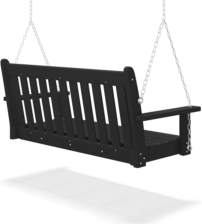 COSTAELM Paradise Outdoor Patio HDPE Hanging Front Porch Swing Bench - Image 4