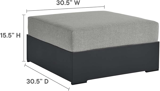 Modway Tahoe Aluminum Ottoman Gray - Image 3
