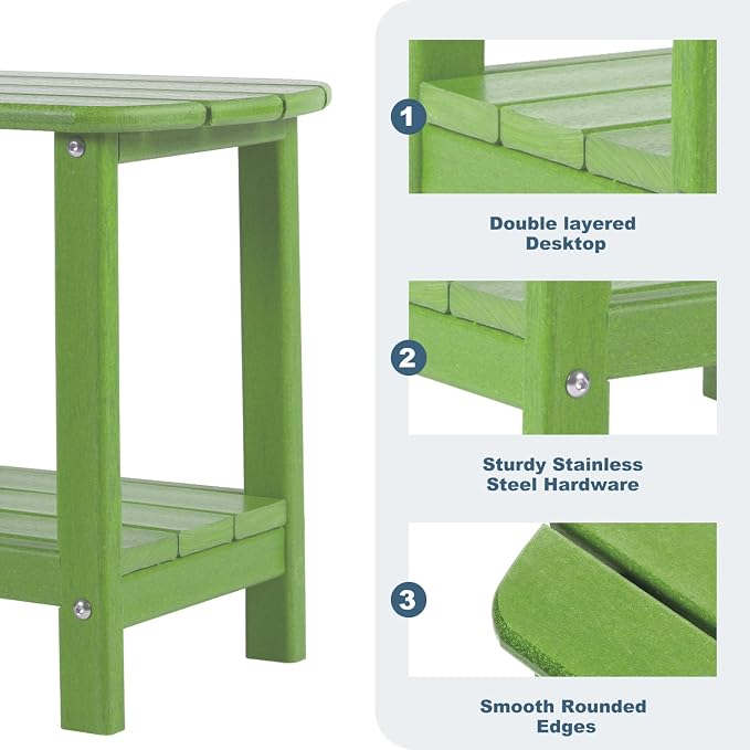 Outdoor Side Table 2 -Tier Adirondack Table HDPE Patio Side Table Weather - Image 5