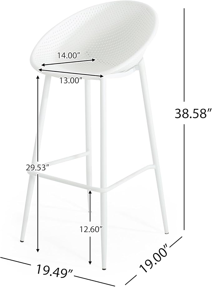 Christopher Knight Home Minimalist Barstools Set of 2, Lightweight Patio Chairs - Image 2