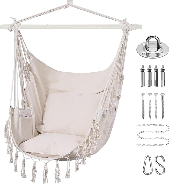 Goutime Hammock Chair, Hanging Rope Ceiling Swing by Goutime