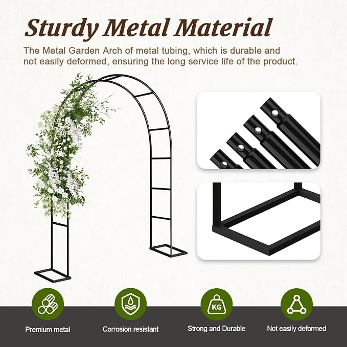 Zhisheng 2PCS Metal Pergola Garden Arch Arbor 7.9FT x 4.6FT Trellis - Image 5