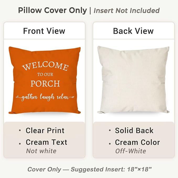 PANDICORN Welcome to Our Porch Stay Awhile Farmhouse Throw Pillow Covers 18x18 - Image 4