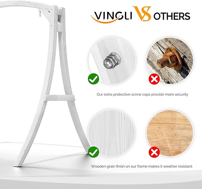 VINGLI 5FT Wooden Swing Frame, 1000LBS Heavy Duty A-Frame Porch Swing Stand - Image 3