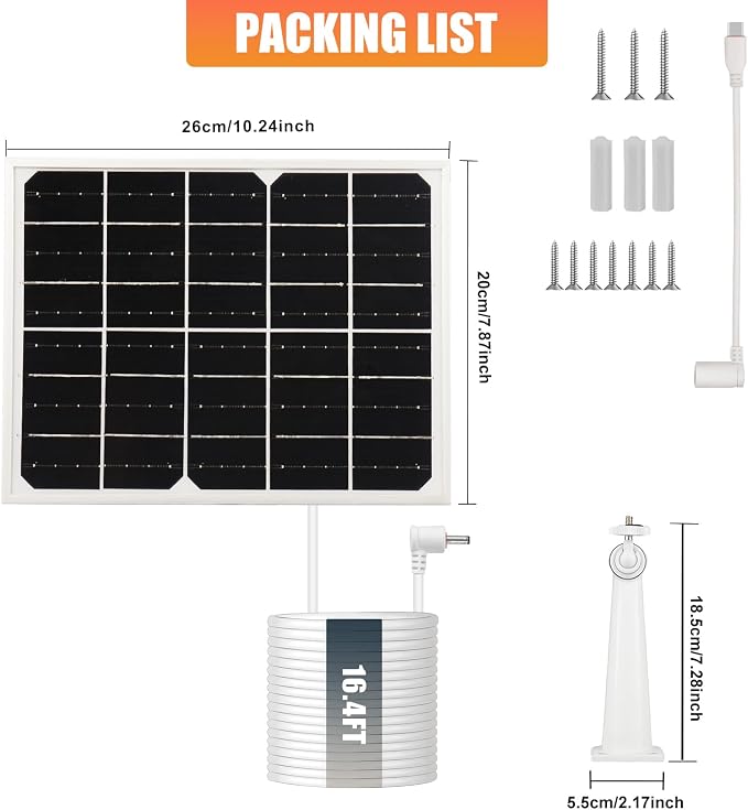 Solar Panel for Security Camera 2 in 1 Port 10W Ring Camera Solar Charger - Image 7