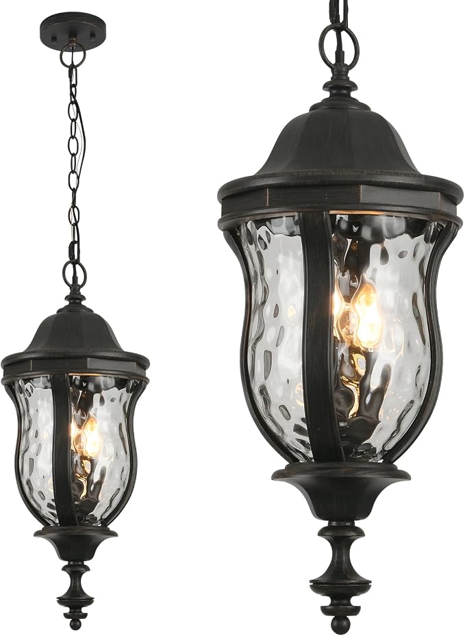Large Outdoor Pendant Light Fixtures, 23.6'' Exterior Hanging Lantern Porch by SmeikeLighting