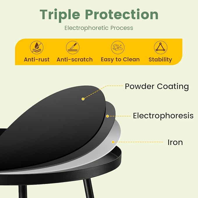 danpinera Outdoor Side Tables, Weather Resistant Steel, Small Round End Table - Image 4