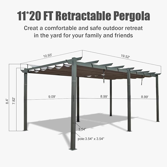 Domi Outdoor Living 11' X 20' Outdoor Pergola - Image 7