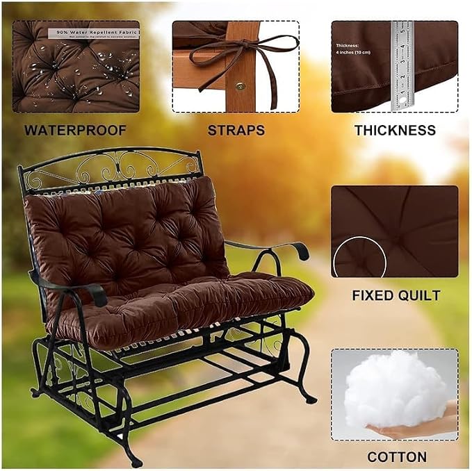 Swing Cushion Replacement Outdoor Porch Waterproof Bench Cushion 2-3 Seater - Image 4