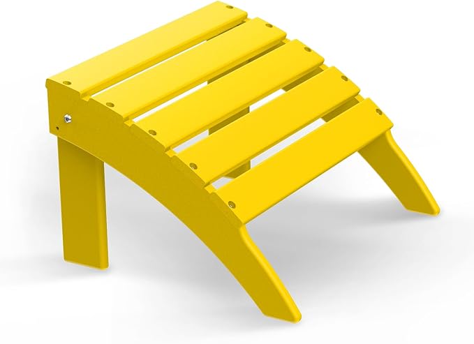 BRIOPAWS Adirondack Ottoman | Folding | HDPE Plastic | Yellow Outdoor Foot Rest by BRIOPAWS