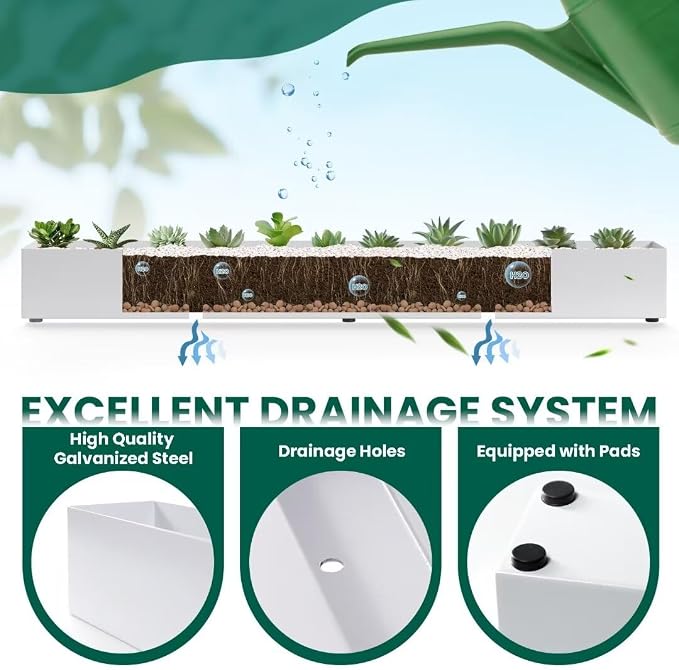 Window Sill Planter Box Trough Rectangle Planter Long Window Planters Modern - Image 5