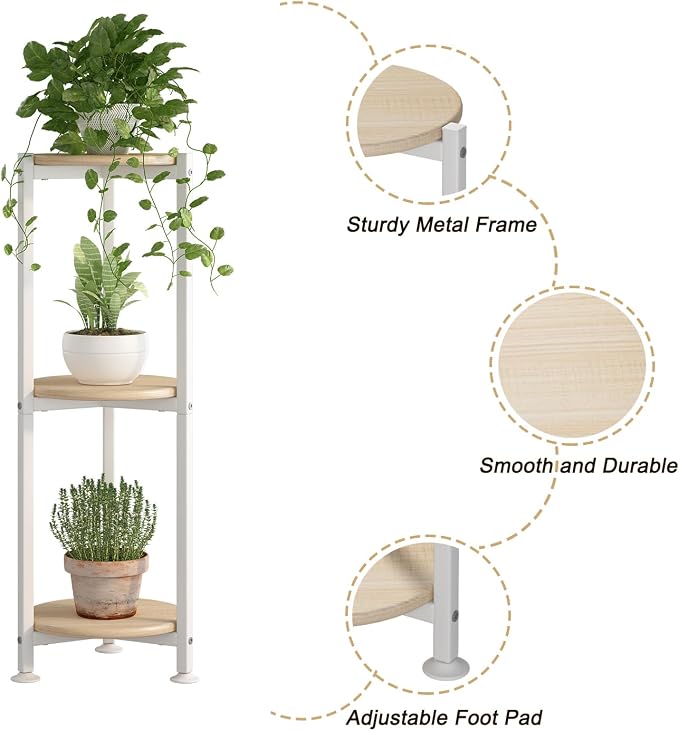 Plant Stand Indoor Corner Tall 3 Tier Metal Modern Flower Storage Plant Shelf - Image 5