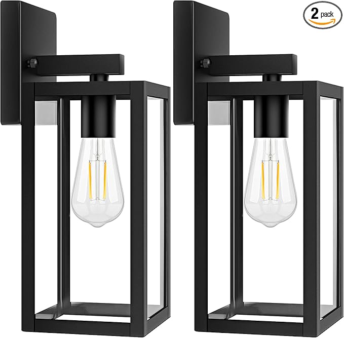 2-Pack Outdoor Light Fixtures Wall Mount, Waterproof Exterior Wall Lanterns by Brightever
