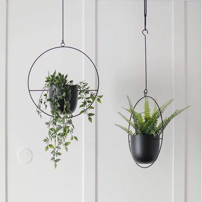 Hanging Planter for Indoor Outdoor Plants Metal Mid Century Minimalist Wall - Image 5