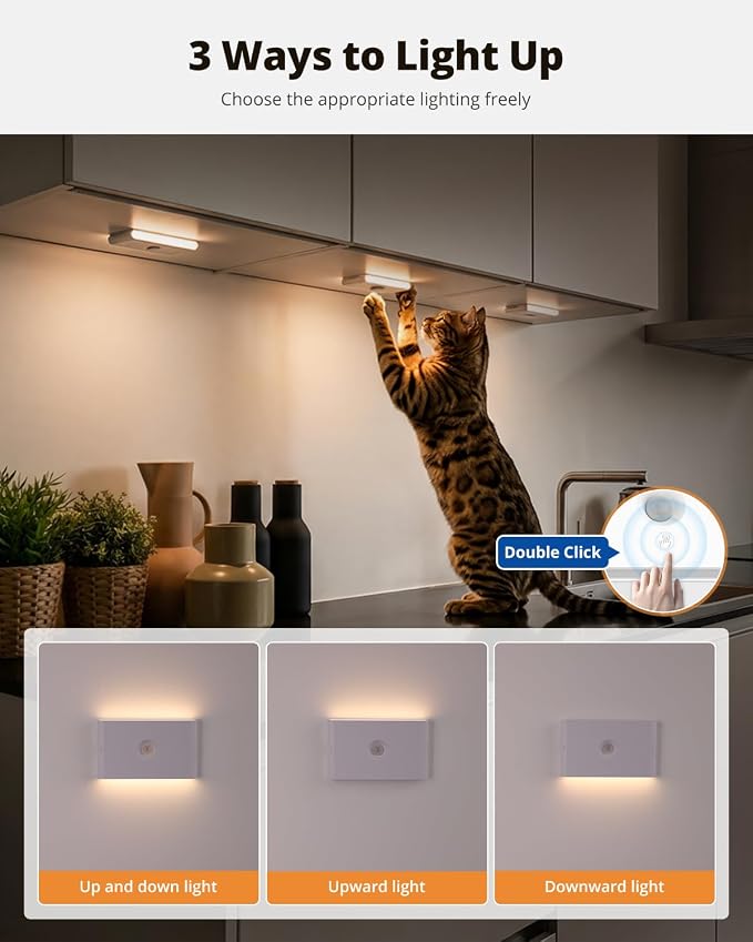 wowatt Rechargeable Motion Sensor Stair Light, Whtie Automatic Lights - Image 3