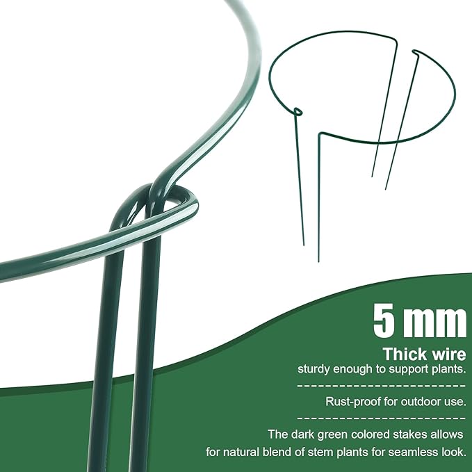 FEED GARDEN 8 Pack Plant Support Stakes, Peony Cages and Supports, Metal Garden - Image 3