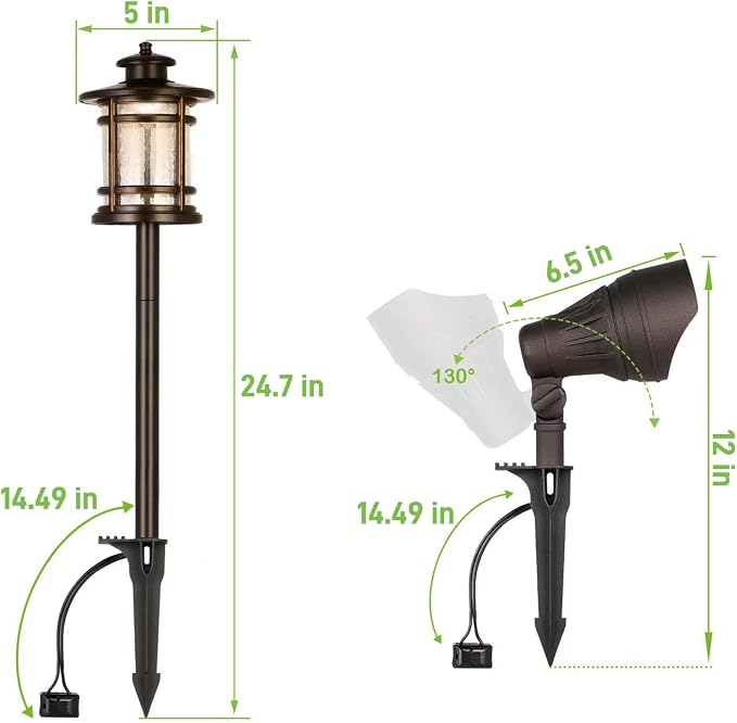 hykolity 8 Pack Low Voltage LED Landscape Kits, 12V-24V Pathway Flood Light Kits - Image 5