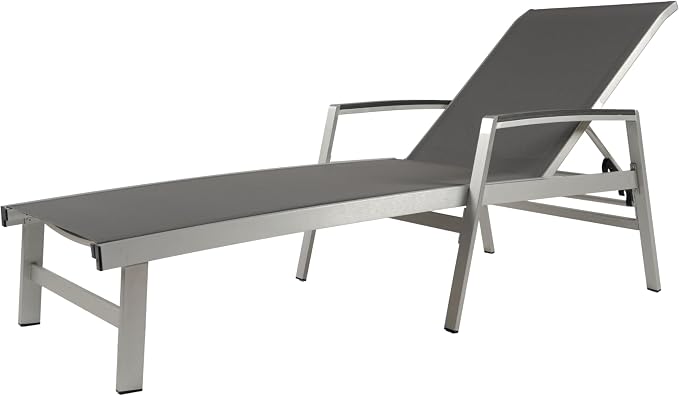 Christopher Knight Home Patio Aluminum Chaise Lounge, Adjustable Mesh Chaise - Image 4