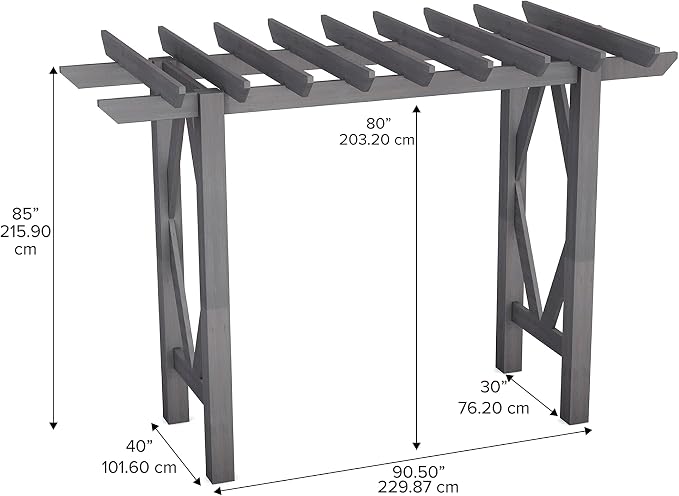 Vita Summerwood Craftsman Cedar Arbor Charcoal Garden Arch Trellis, Arch - Image 3