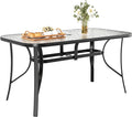 TLSUNNY Patio Outdoor Table W/ 1.69″ Umbrella Hole, Outdoor Metal Furniture by TLSUNNY