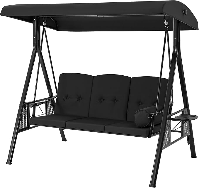 AECOJOY Outdoor Porch Swing, 3-Seat Porch Swing - Image 4