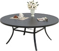 Patio Dining Table for 6-8, Round Metal Outdoor Table by VOXBIN
