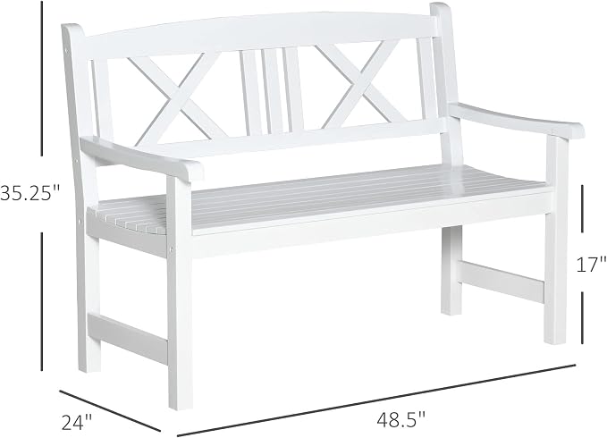 Outsunny 2-Seater Wooden Garden Bench, 4FT Outdoor Patio Loveseat - Image 3