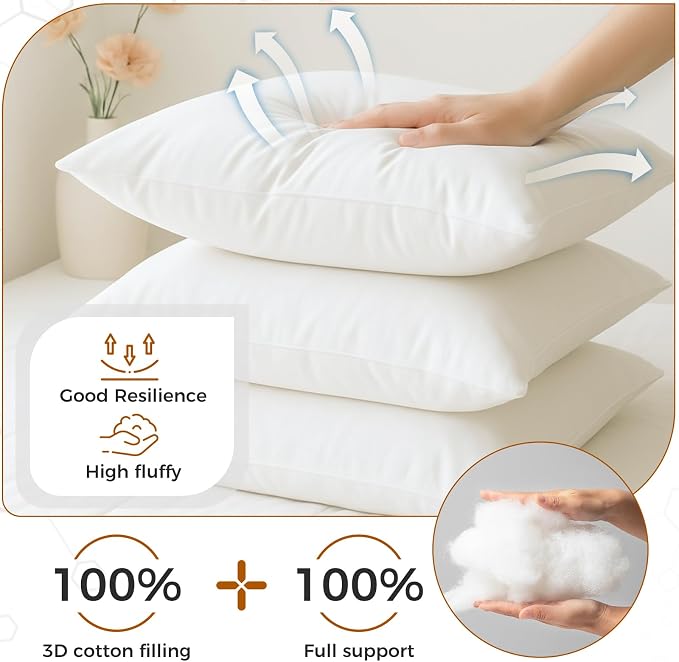 Twin Size Bolster & Back Pillow Inserts Replacement Set - Image 5