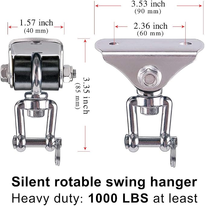 SELEWARE Anti-Squeaking Swing Hanger Stainless Steel Swing Set Hook Ceiling - Image 2