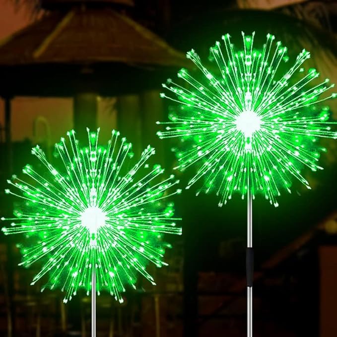 JJGoo Solar Firework Lights, 2 Pack 120 LEDs 2 Lighting Modes Solar Garden - Image 2