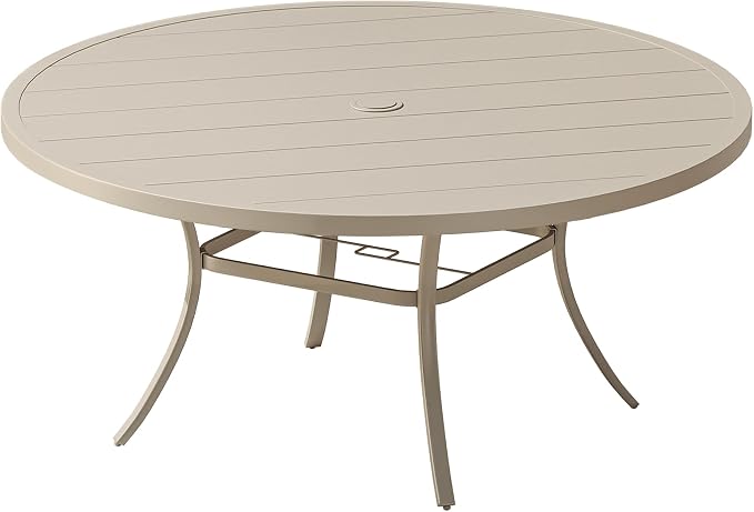 Patio Dining Table for 8-10, Round Metal Outdoor Table by VOXBIN