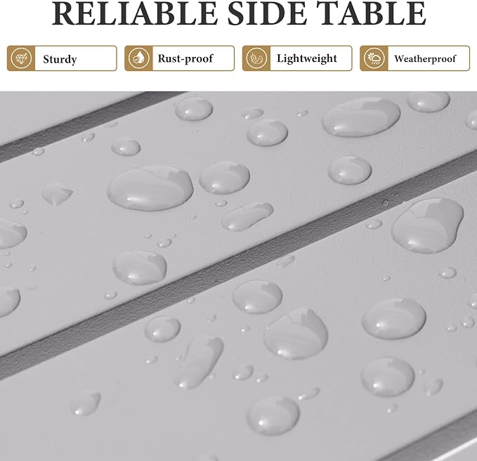 Crestlive Products Outdoor Side Table Set of 2, Aluminum Small Rectangular - Image 5