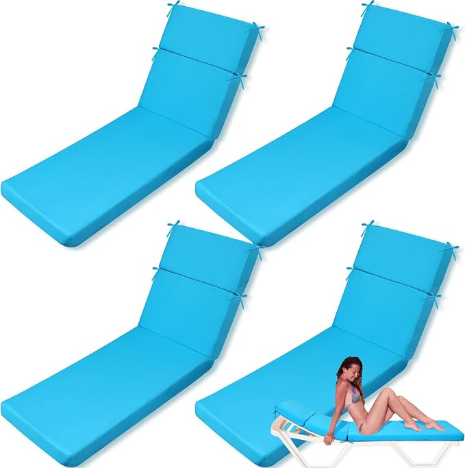 4 Pcs Indoor Outdoor Chaise Lounge Cushions Sponge Bench Outdoor Furniture by SmoothNovelty