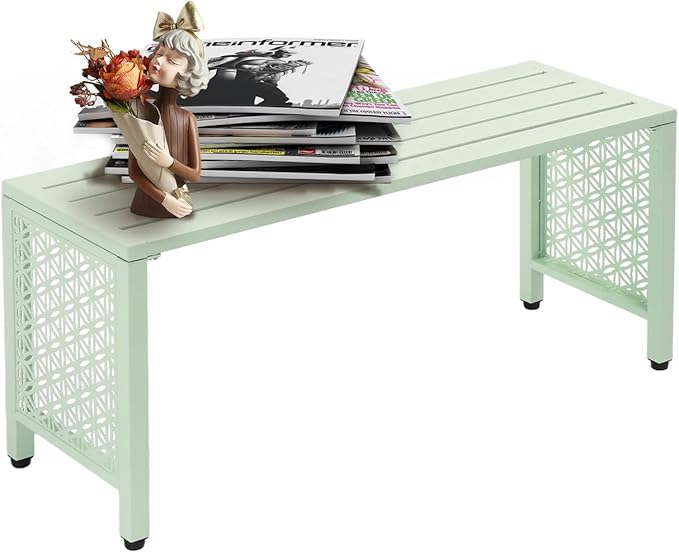VINGLI 40in Outdoor Metal Bench, All-Weathe Backless Patio Bench by VINGLI