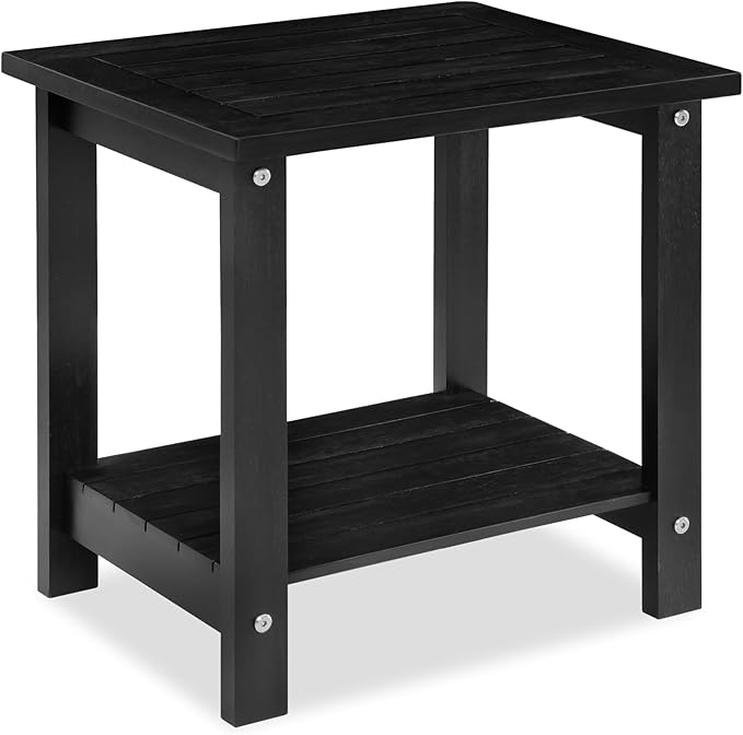 Black Adirondack Outdoor Accent Table – Weather-Resistant Acacia Wood Outdoor by VICTORYRELAX