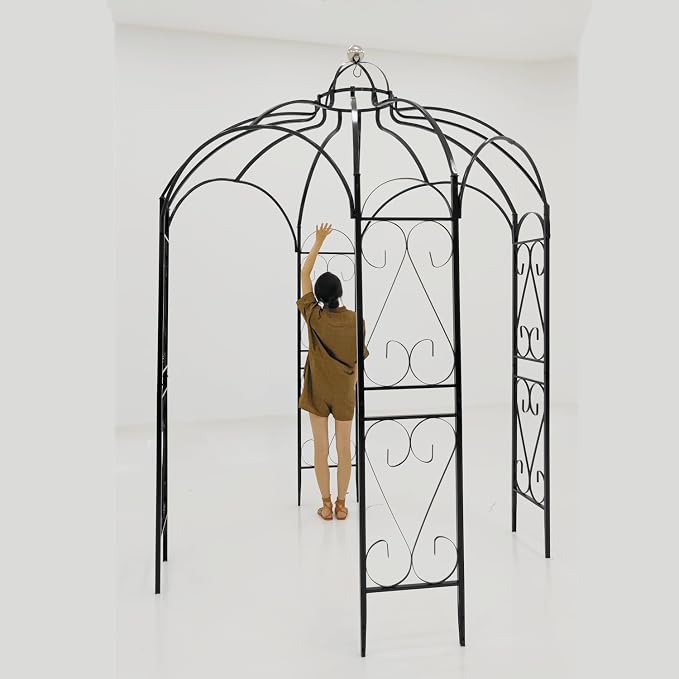OUTOUR Versatile Oversized 9FT Iron Garden Gazebo Arbor Arbour Heavy Duty Metal - Image 3