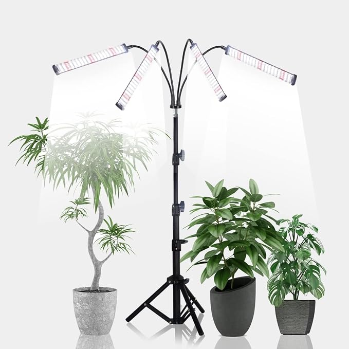 GHodec Grow Light with Stand, 200W 6000K Full Spectrum Gooseneck Floor Plant by GHodec