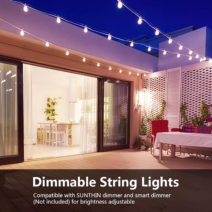 SUNTHIN White Outdoor String Lights, 96FT White Patio Lights - Image 5