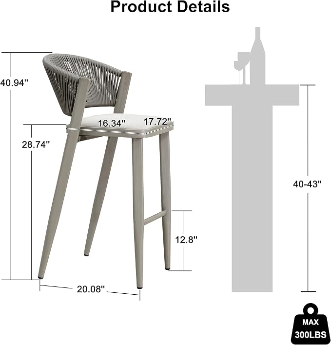 PURPLE LEAF Set of 2 Bar Stools Outdoor Barstools - Image 3